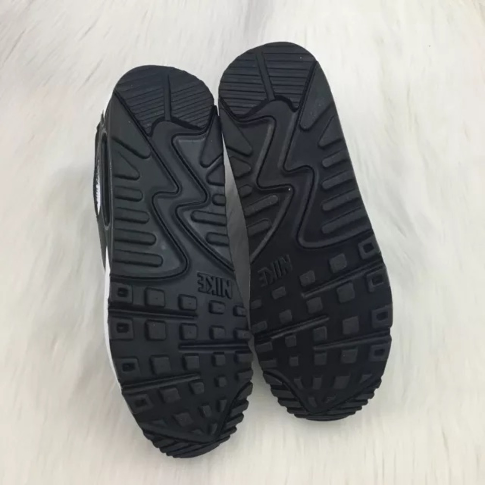Women's Nike Air Max 90 Black + White Sneakers - Picture 7 of 8